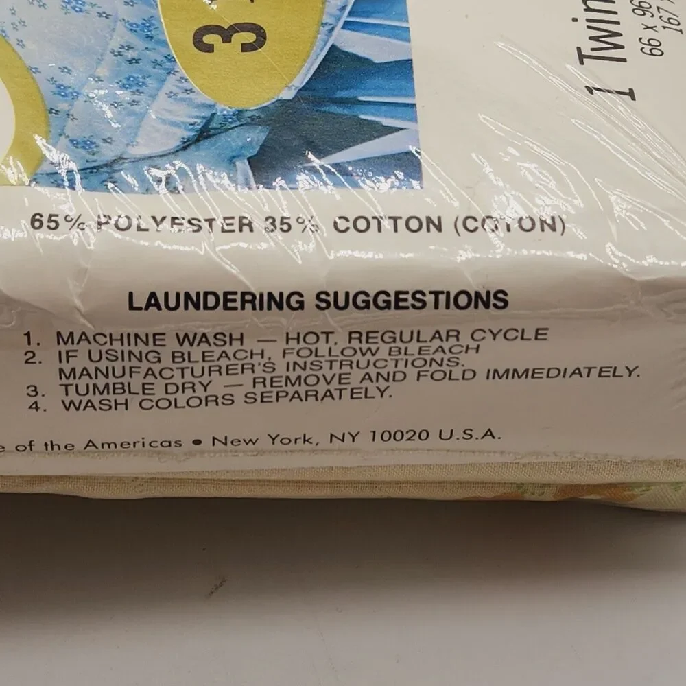 Vintage Cannon Monticello Marcelle 3 Pc Twin Sheet Set Beige Tan Floral NOS